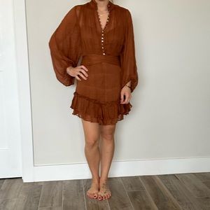 Shona joy rust color long sleeve dress